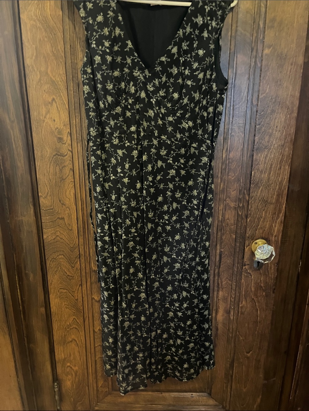J. Crew Black Maxi Dress with Cream Floral Print